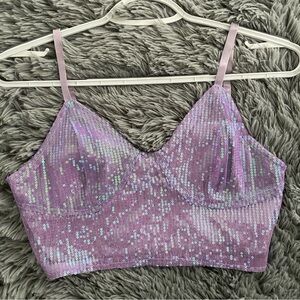 Purple sequin crop top size S
